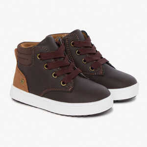 Botines marrón oscuro con cordones y cremallera para bebé niño 