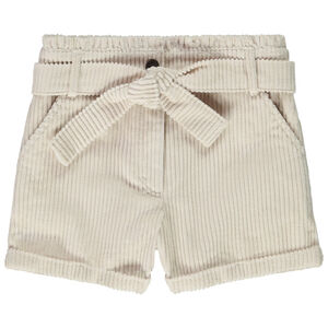 Short de pana con cinturón anudado desmontable para niña 