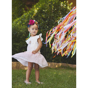 Vestido de ceremonia efecto 2 en 1 con tul estampado para bebé niña 