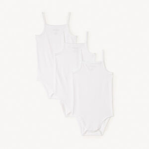 Pack de 3 bodies con tirantes blancos para bebé niña 