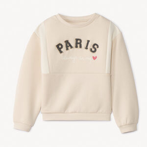 Sudadera de felpa lisa con bordado efecto loop brillante para niña 