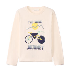 Camiseta de manga larga lisa con bordados fantasía para niño 