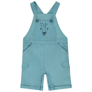 Salopette corta con estampado lúdico de felino para bebé niño 