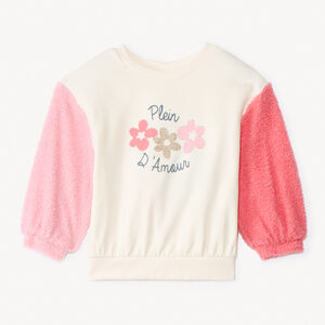 Sudadera de molleton efecto colorblock con mangas sherpa para bebé niña 