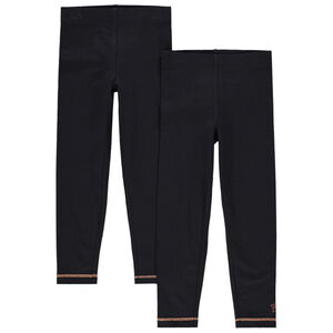 Pack de 2 leggings unis con pespuntes para niñas 