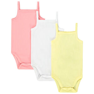 Pack de 3 bodies sin mangas lisos para bebé niña 