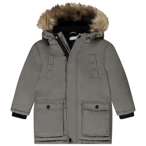 Parka con capucha y pelo sintético desmontable para niño 