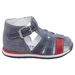 Sandalias de cuero con tiras contrastantes efecto desgastado 