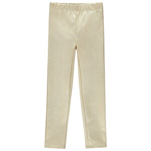 Leggings dorados slim en simil cuero para niña 