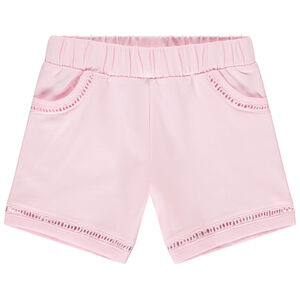 Short liso de felpa con detalles calados para niña 