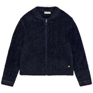 Cárdigan de manga larga de punto con efecto mohair estilo bomber para niña 