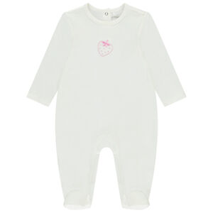 Pelele uni con bordado fantasía para niña 