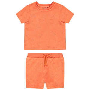 Conjunto de 2 piezas de rizo con efecto devorado para bebé niño 