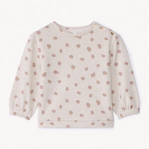 Sudadera de felpa con estampado de lunares y brillante para niña bebé. 