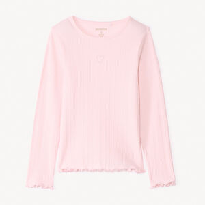 Camiseta de manga larga con corazón bordado para niña 