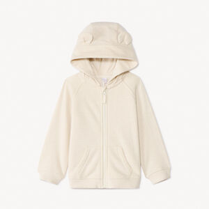 Chaleco de felpa liso con capucha y orejas de osito para bebé niño 