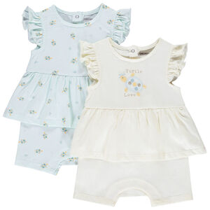 Lote de 2 combishorts efecto 2 en 1 con motivos de tortugas para niña bebé 