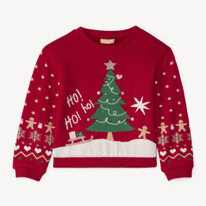 Jersey de Navidad de punto con forro de sherpa para niña 