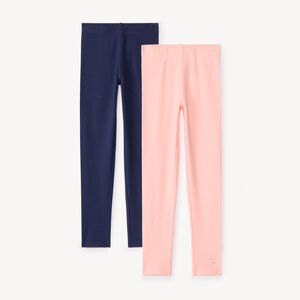 Conjunto de 2 leggings de jersey lisos para niña 