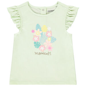 Camiseta de manga corta con volantes y parches para niña 