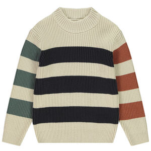 Suéter de rayas tricolores de punto con cuello alto para niño 
