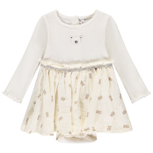 Pelele vestido efecto 2 en 1 con estampado de ositos para bebé niña 