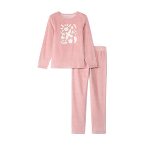 Conjunto de pijama de terciopelo estampado liso para niña 