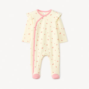 Pelele estampado de flores para bebé niña con aperturas diferentes según la edad 