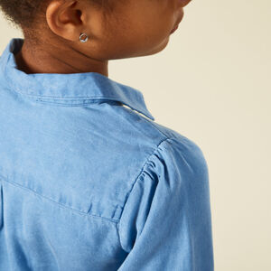 Vestido camisero con cinturón trenzado para niña 