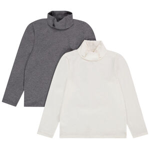Lote de 2 camisetas de cuello alto en jersey liso para niño 
