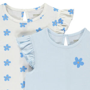 Lote de 2 camisetas de manga corta con estampado de flores para niña 