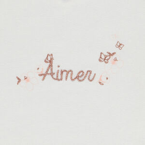 Camiseta de manga corta con bordado dorado para niña 