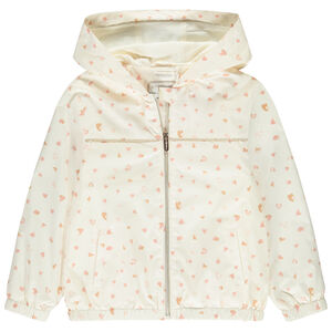 Chaqueta cortavientos imprimida con corazones efecto salpicado para niña 