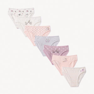 Pack 7 braguitas de punto con estampado unicornio para niña 