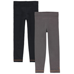 Pack de 2 leggings unis con pespuntes para niñas 