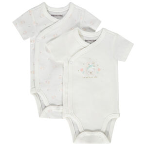 Pack de 2 bodies de manga corta con estampado de conejitos para bebé niña 