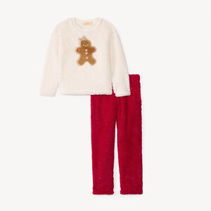 Conjunto de pijama navideño de sherpa para niña 