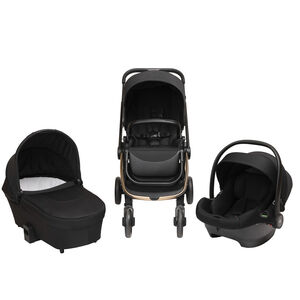 Carrito trio Alba con capazo negro y champagne 
