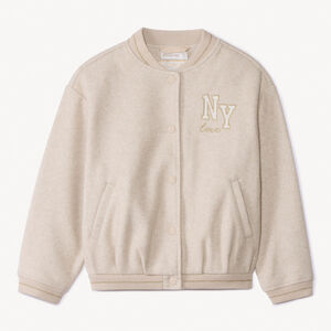 Chaqueta de manga larga con cuello teddy de fieltro para niña 