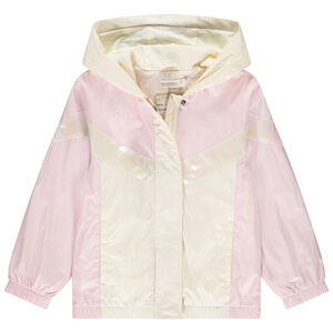 Chaqueta cortavientos de tela arrugada efecto color block para niña 