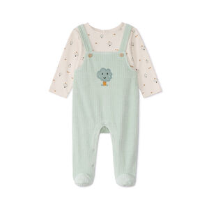 Pelele efecto 2 en 1 con peto bimateria para bebé niño 