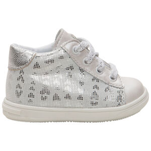 Botines iridiscentes con estampado plateado y cordones 