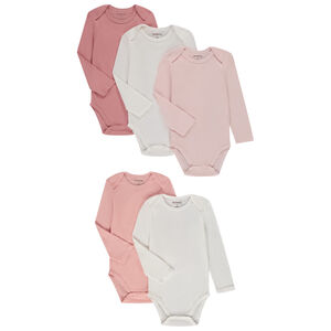 Pack de 5 bodies de manga larga para bebé niña. 