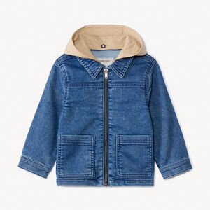 Chaqueta estilo worker de denim con capucha desmontable para bebé niño 