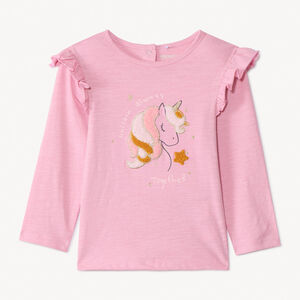 Camiseta de manga larga con bordado efecto rizo para bebé niña 