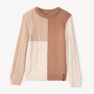 Jersey de manga larga tricolor de punto trenzado para niño 