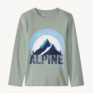 Camiseta de manga larga lisa con estampado suave para niño 