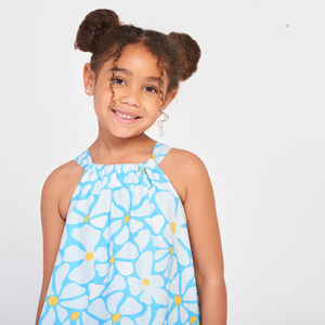 Vestido sin mangas estampado de flores planas para niña 