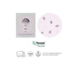 Juego de sábanas 3 piezas para Moisés y Carro Coronas Rosa 