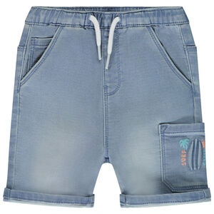 Bermuda effet denim avec poches et print embossé pour bébé garçon Main Bermuda effet denim avec poches et print embossé pour bébé garçon